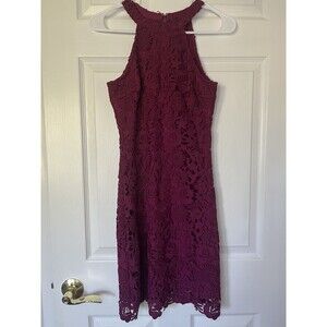 Lulu's Burgundy Mini Dress Floral Lace Halter size Small Love Poem Size small